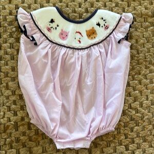 Pink and White Ruffled Collar Bodysuit